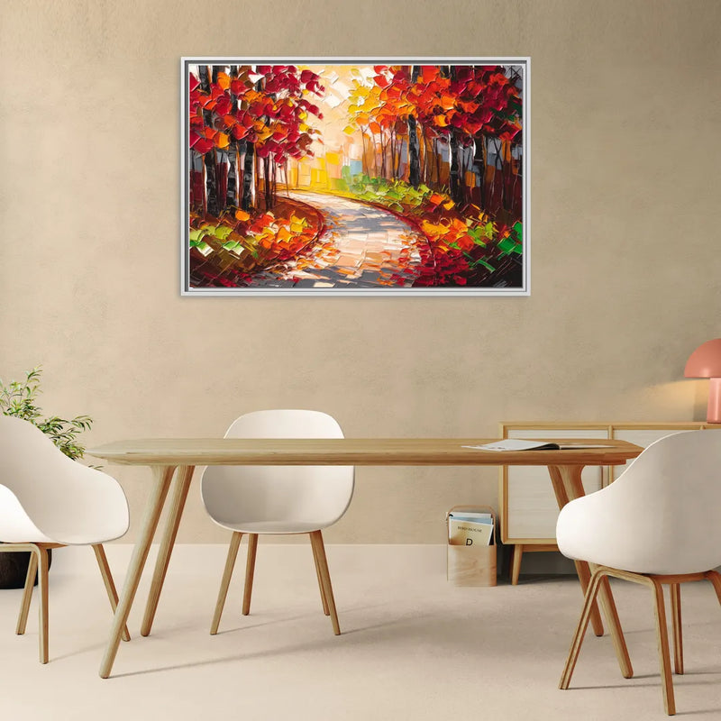 Ashland Autumn Forest - Living Room White Frame Canvas
