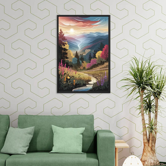 Asheville NC Scenic Overlook - Living Room Black Frame Canvas