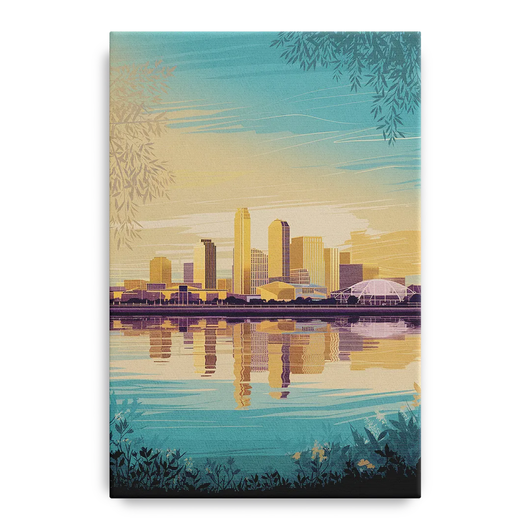 Garland Skyline Reflection - Canvas Wall Art