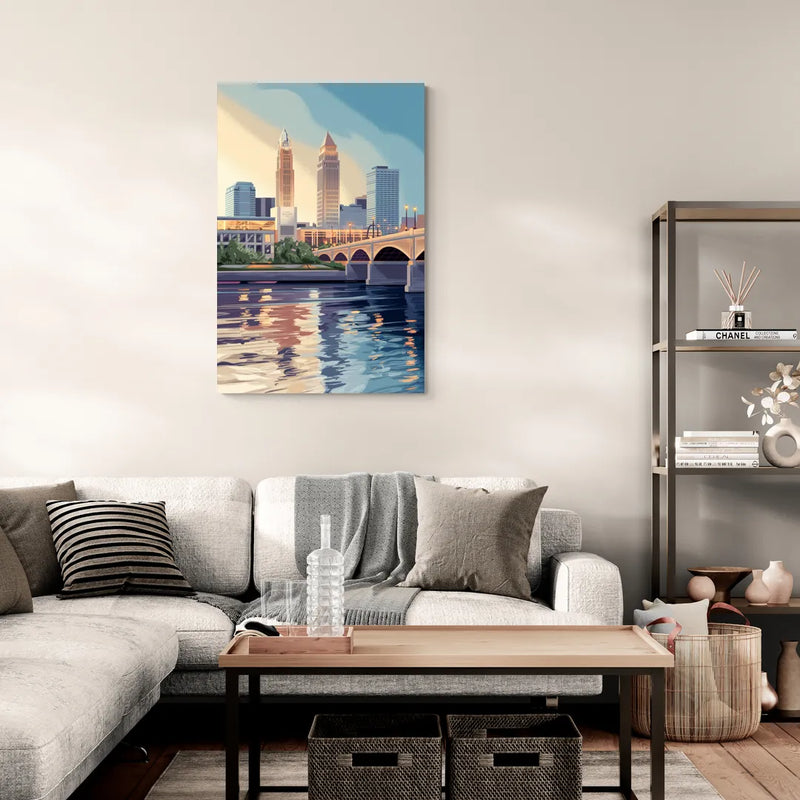 Cleveland Waterfront Views - Canvas Wall Art Living Room