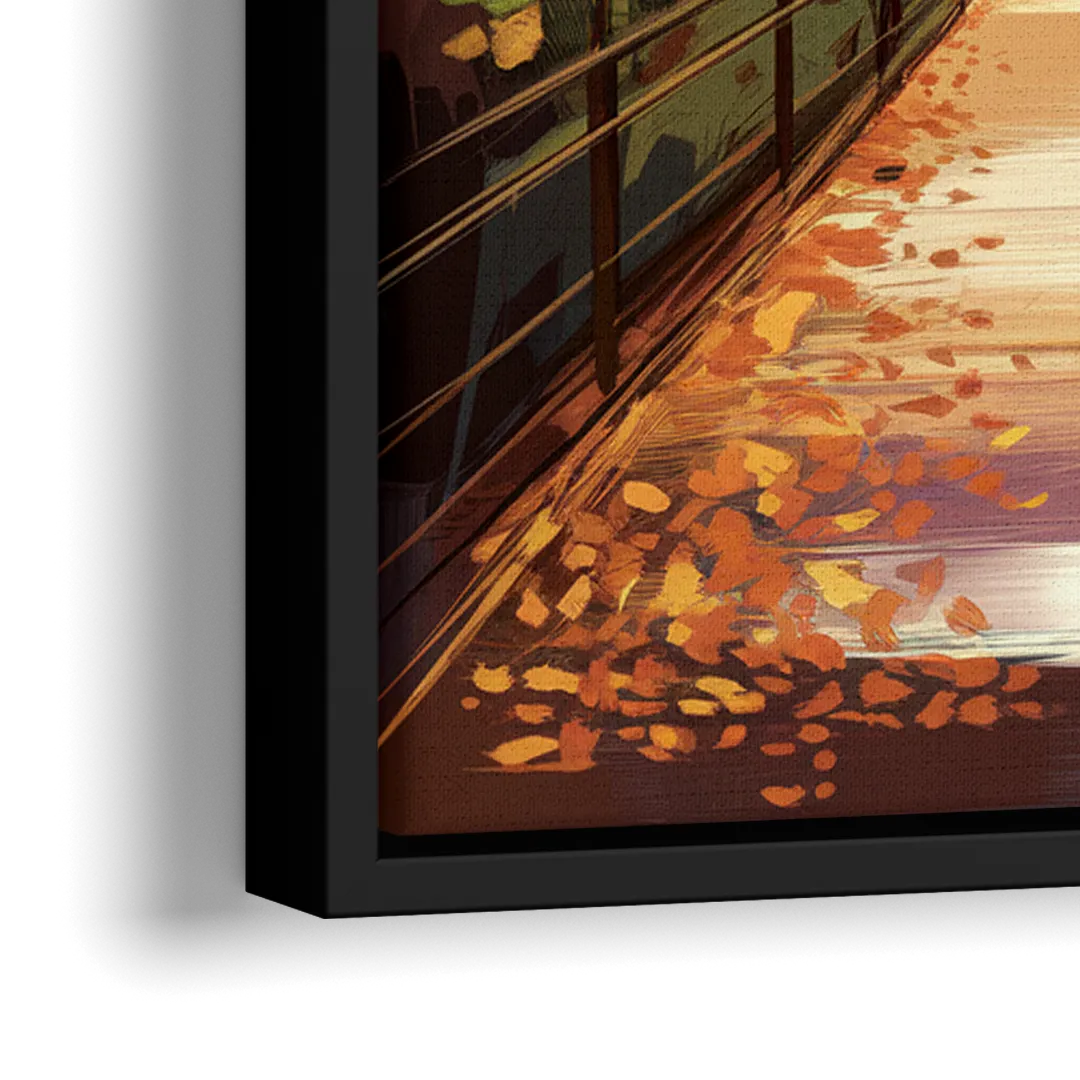 New York City Central Park in Fall Sunny - Close-Up Black Frame Canvas