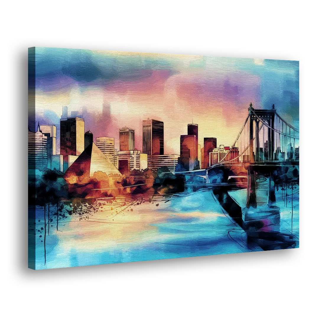 Memphis Architectural Landmarks - Canvas Print Art Sides