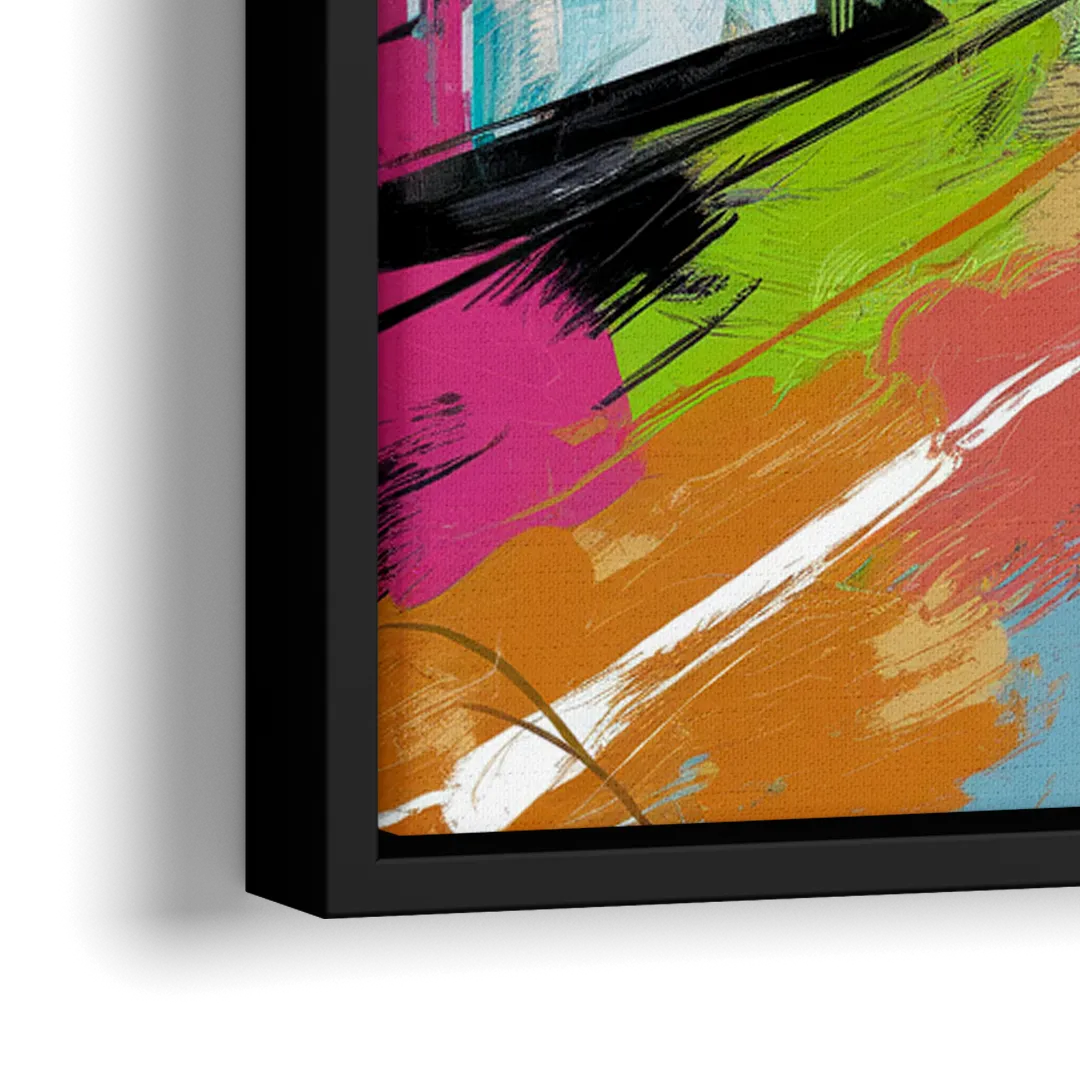 Houston Graffiti Streets - Close-Up Black Frame Canvas