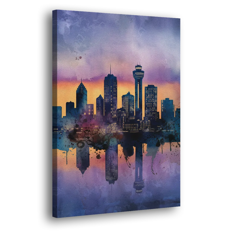 Buffalo Skyline Twilight - Canvas Print Art Sides