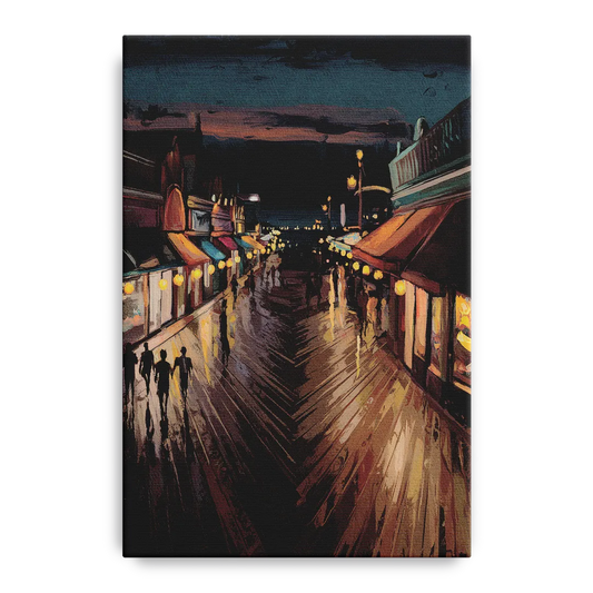 Jersey City Boardwalk Scene - Canvas Wall Art