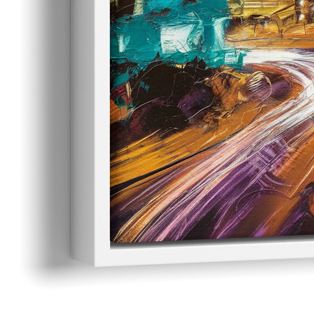 Houston Urban Nights - Close-Up White Frame Canvas