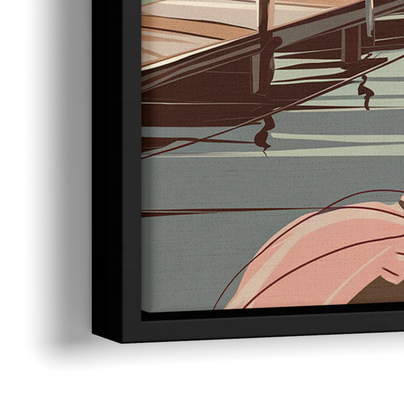 Bar Harbor New England Charm - Close-Up Black Frame Canvas