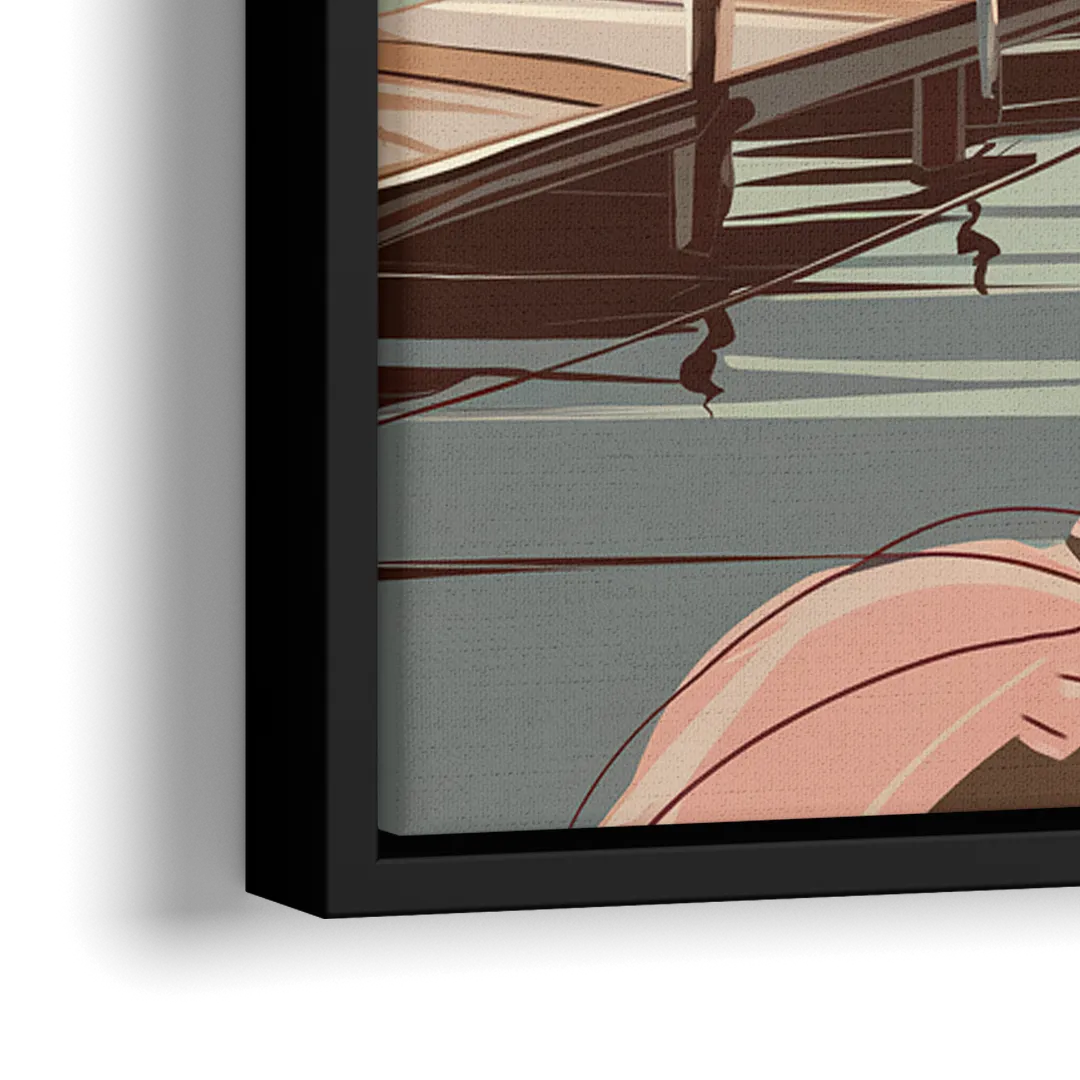 Bar Harbor New England Charm - Close-Up Black Frame Canvas