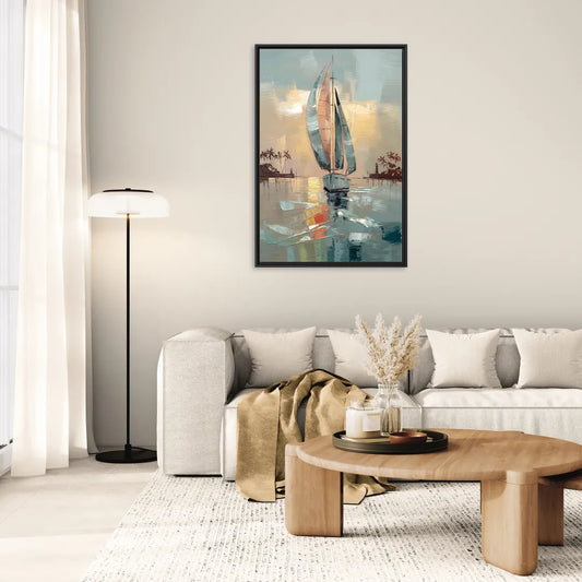 Fort Lauderdale Nautical Charm - Living Room Black Frame Canvas