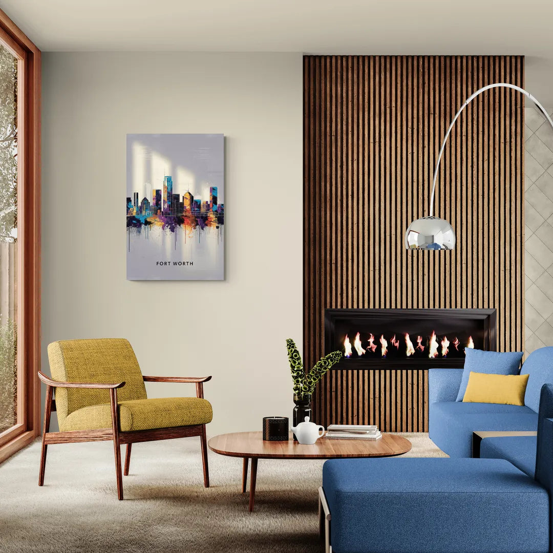 Fort Worth Downtown Skyline - Canvas Wall Art Living Room