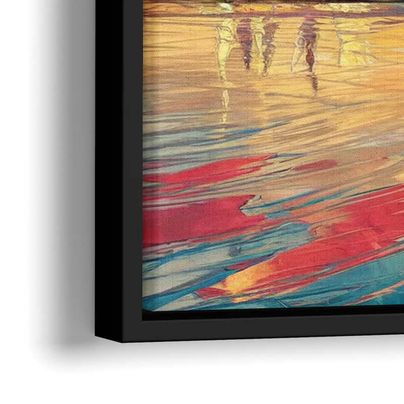 Detroit Skyline At Sunset - Close-Up Black Frame Canvas