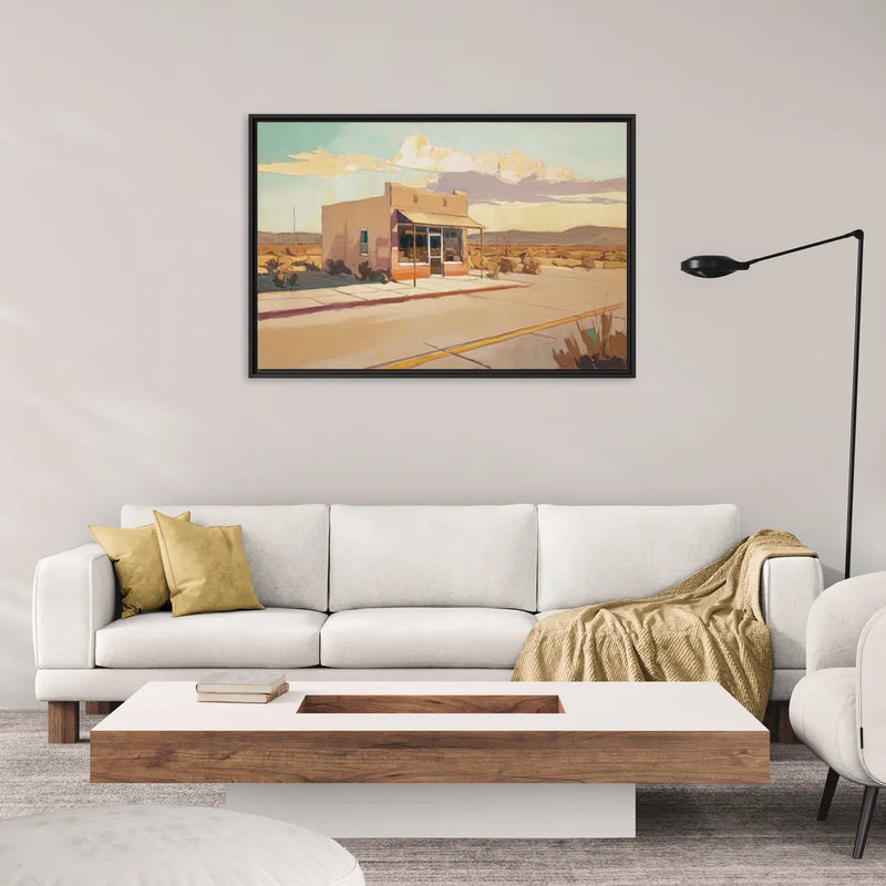 Marfa Roadside Charm - Living Room Black Frame Canvas