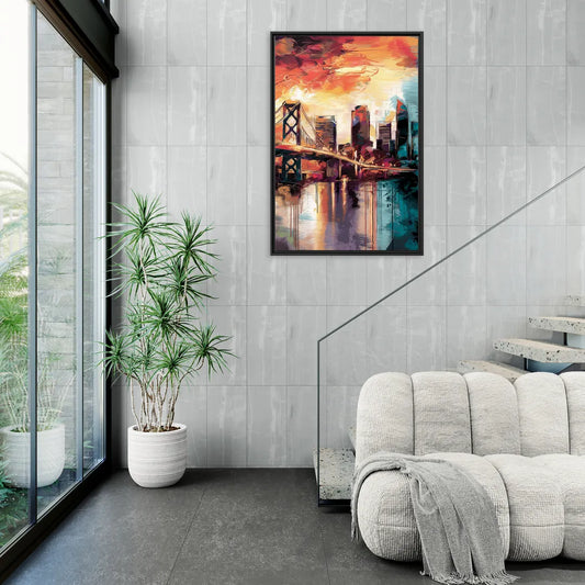 Jacksonville Wall Street Vibes - Living Room Black Frame Canvas