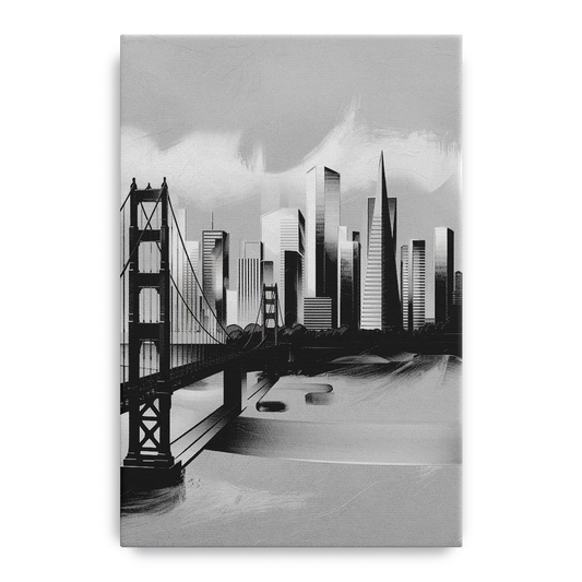 San Francisco Black and White Skyline - Canvas Wall Art