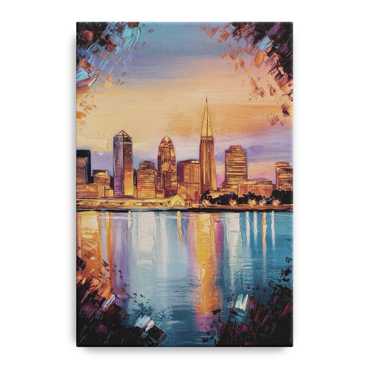 Cleveland Skyline Reflection - Canvas Wall Art