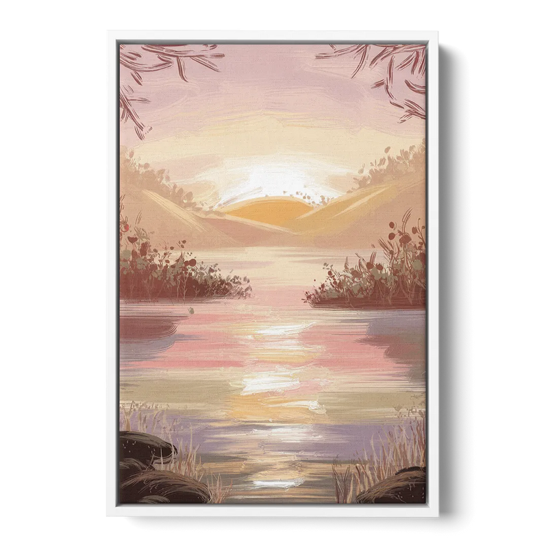 Springfield Sunrise Landscape - White Frame Canvas