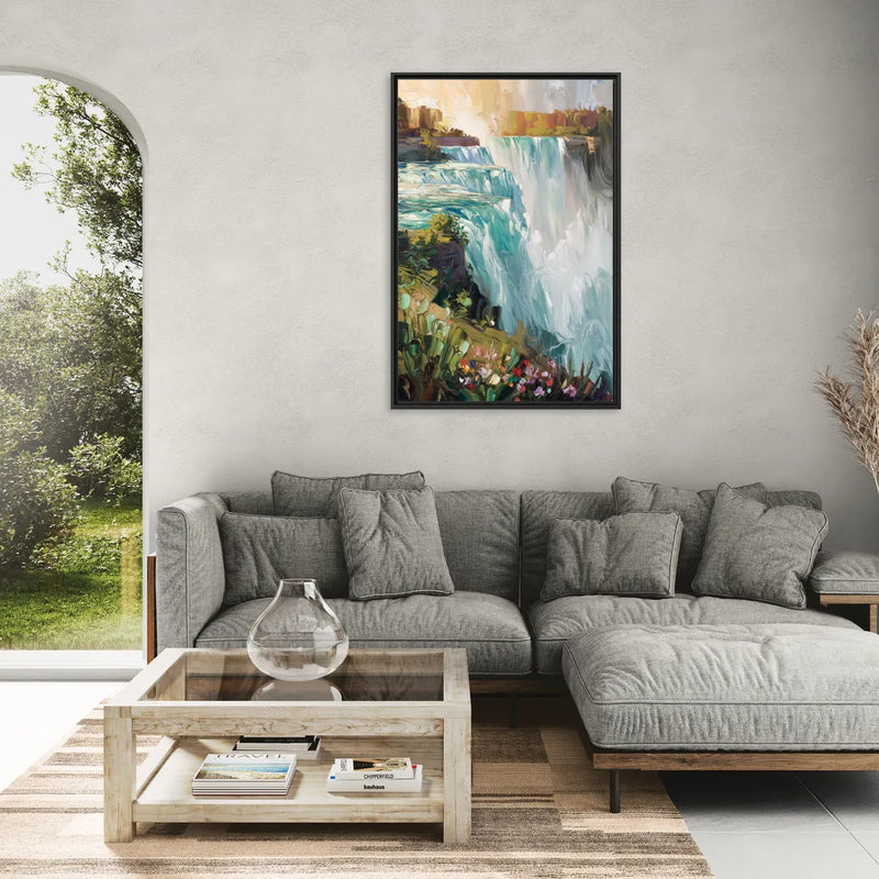 Buffalo Niagara Falls View - Living Room Black Frame Canvas