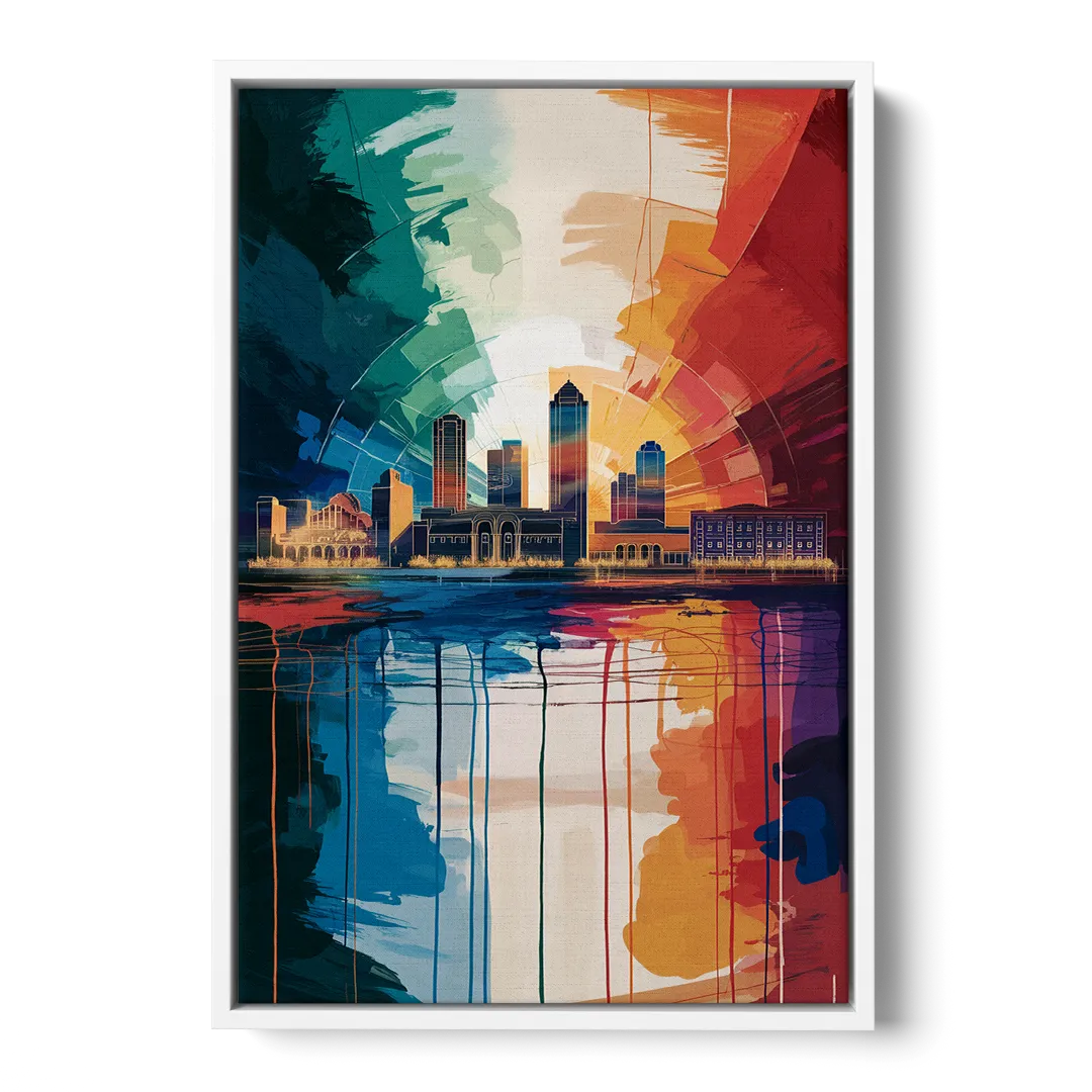 Buffalo Skyline Panorama - White Frame Canvas