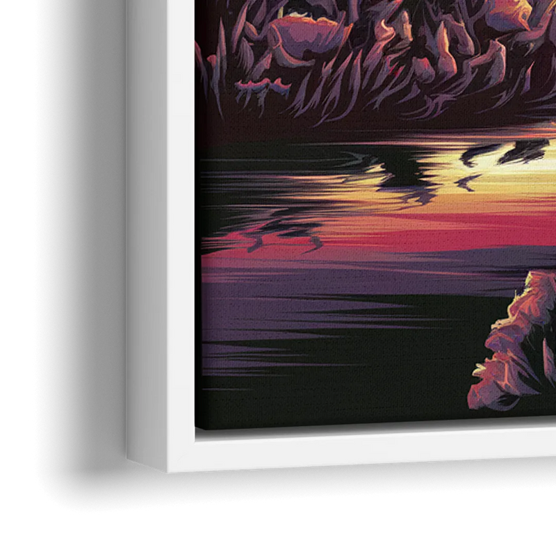 Austin Skyline Sunset - Close-Up White Frame Canvas