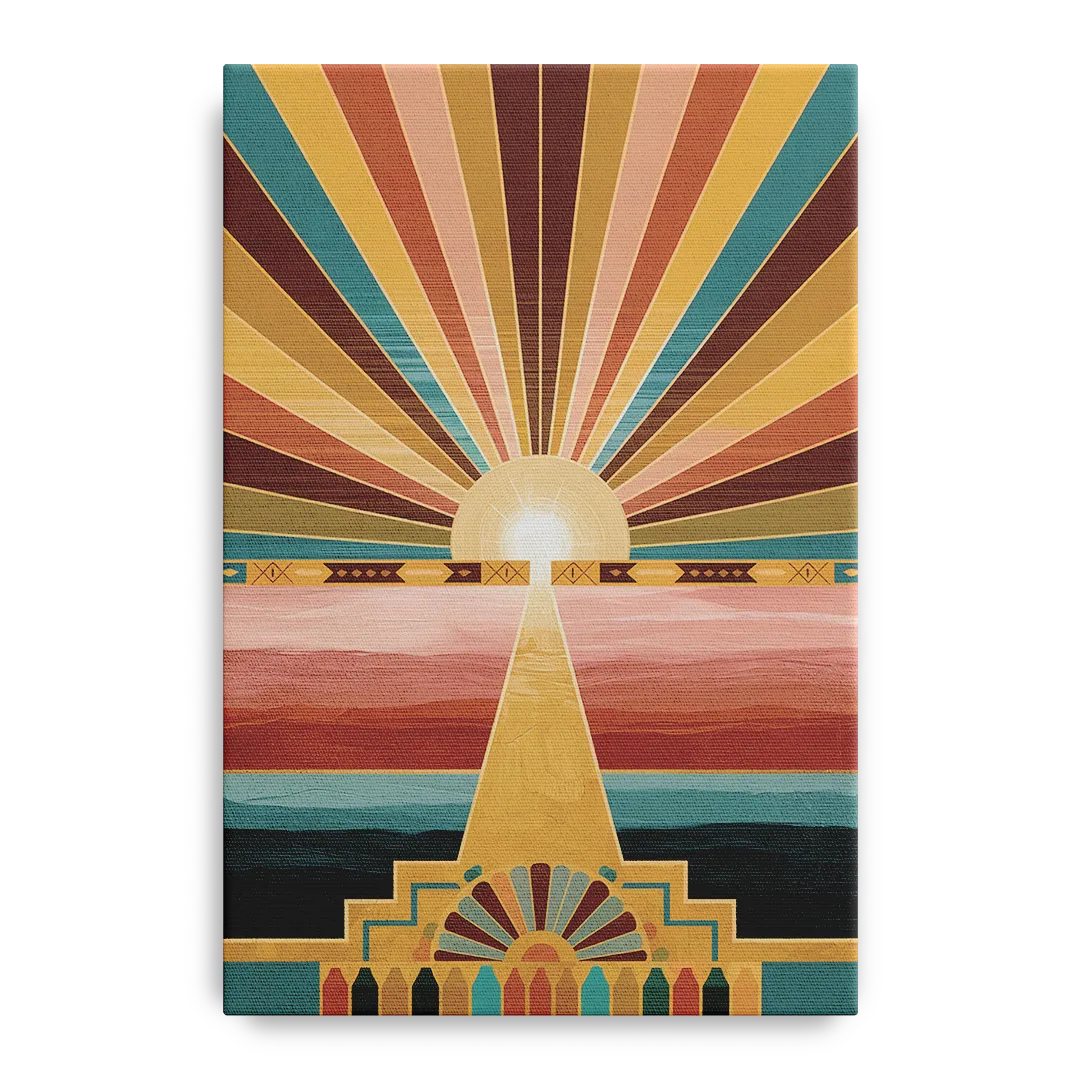 Santa Fe Sunburst Design - Canvas Wall Art