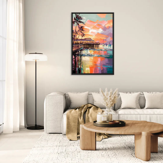 St. Petersburg Pier Vibes - Living Room Black Frame Canvas