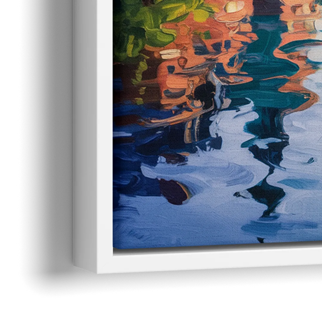 Rideau Canal Reflections - Close-Up White Frame Canvas