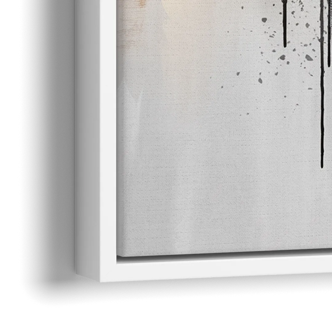 New York City Skyline Black Ink Style Minimalist - Close-Up White Frame Canvas