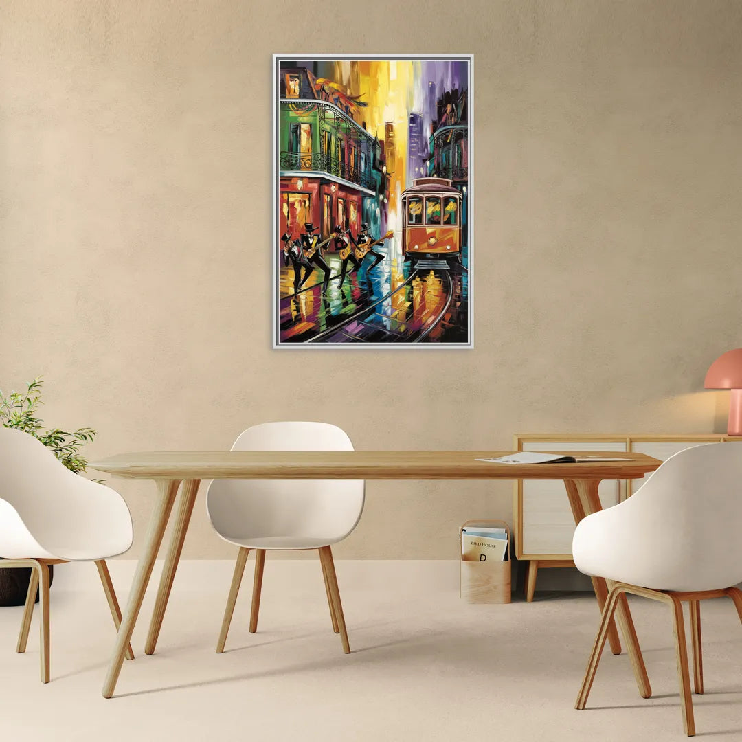 New Orleans Symbols of Culture - Living Room White Frame Canvas