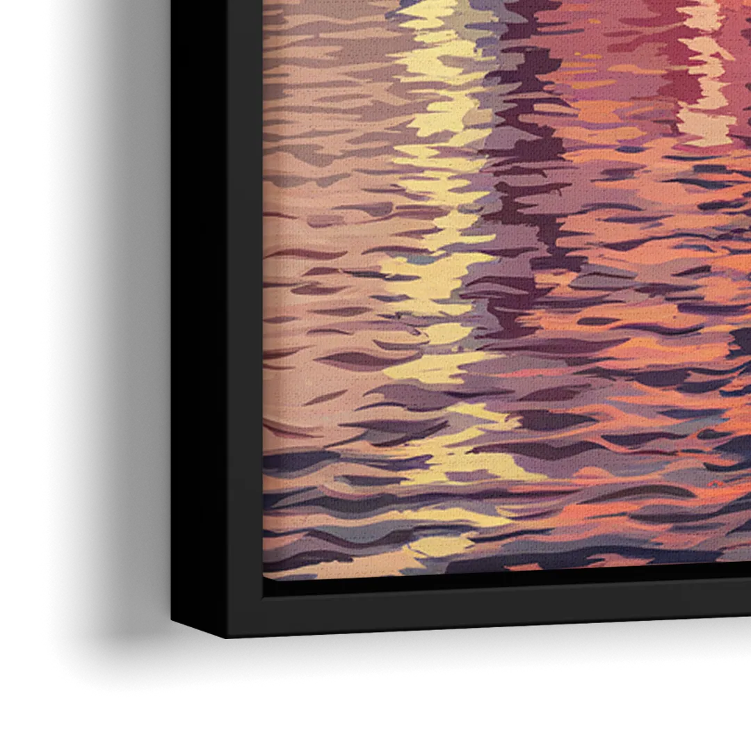 Jersey City Skyline and Hudson River - Close-Up Black Frame Canvas