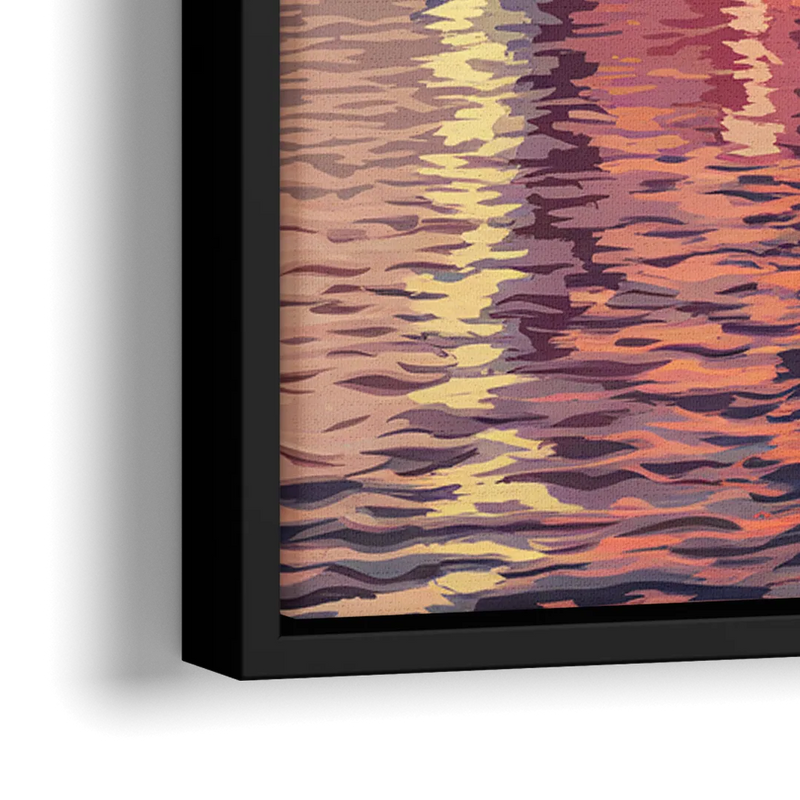 Jersey City Skyline and Hudson River - Close-Up Black Frame Canvas