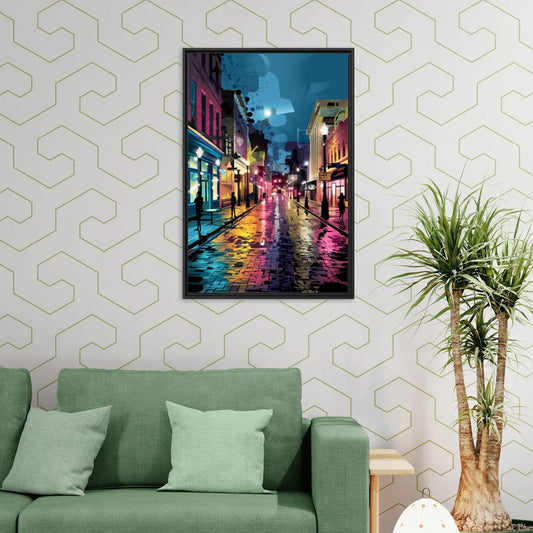 Memphis Historic Beale Street - Living Room Black Frame Canvas