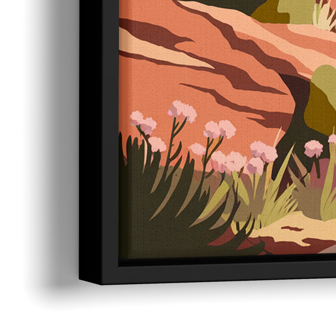 Sedona Canyon Trail Serenity - Close-Up Black Frame Canvas