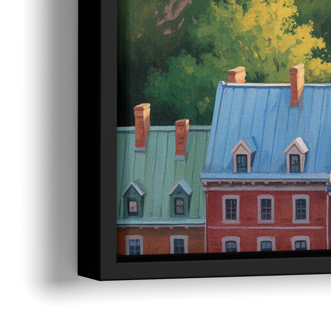 Quebec Fortress Walls - Close-Up Black Frame Canvas