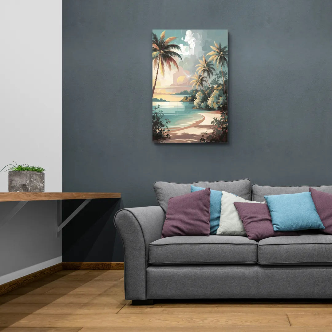 Key West Palm Tree Serenity - Canvas Wall Art Living Room