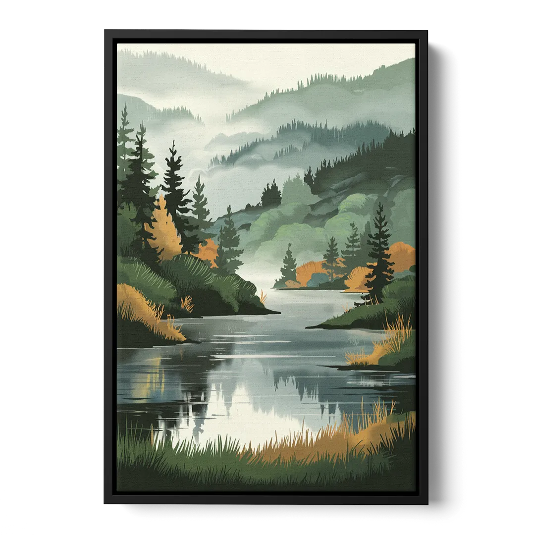Ontario Lake Reflections - Black Frame Canvas