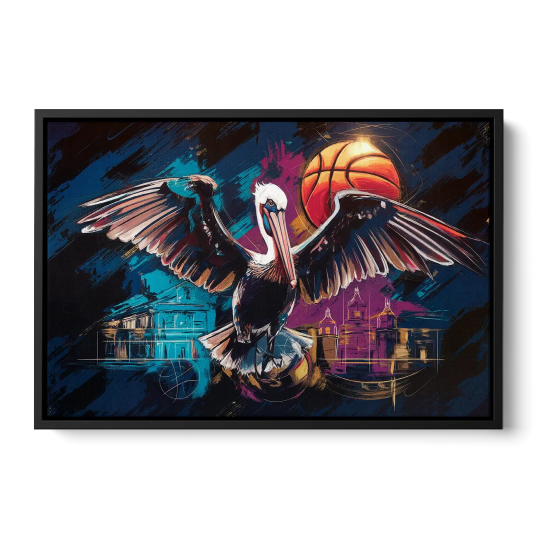 New Orleans Pelicans Basketball Spirit - Black Frame Canvas