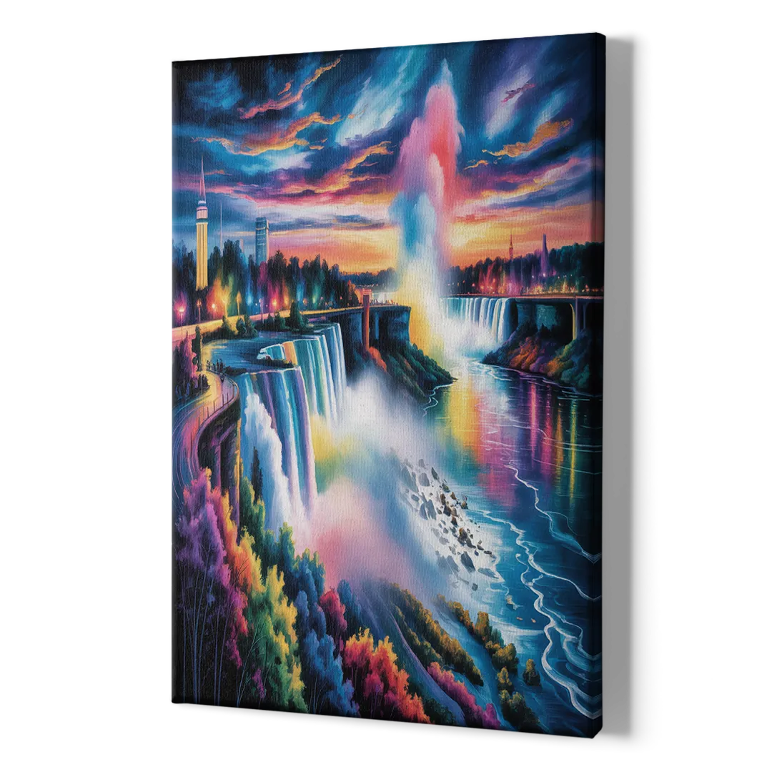 Niagara Falls Light Show - Canvas Print Art Sides