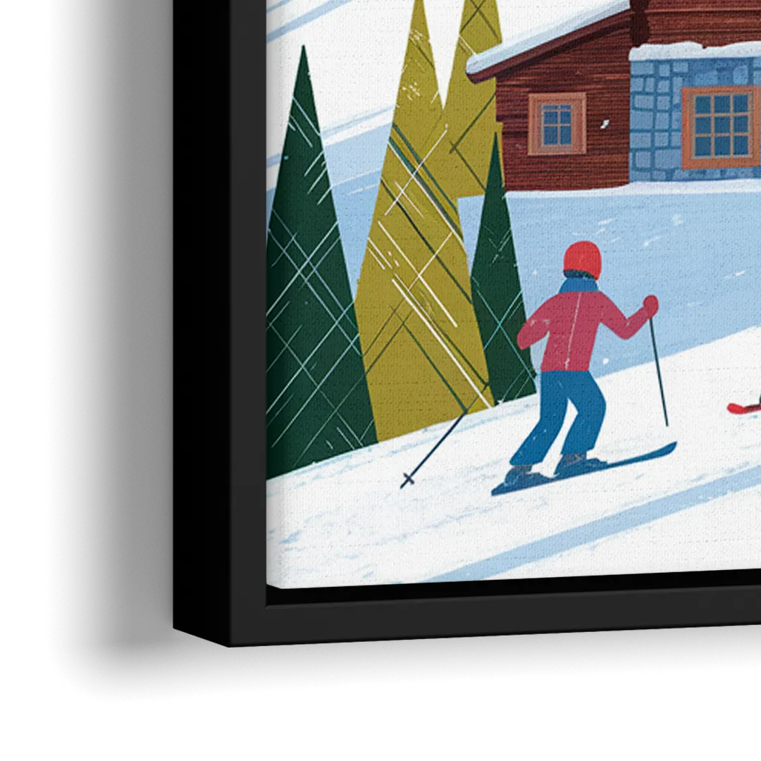 Park City Ski Slopes - Close-Up Black Frame Canvas