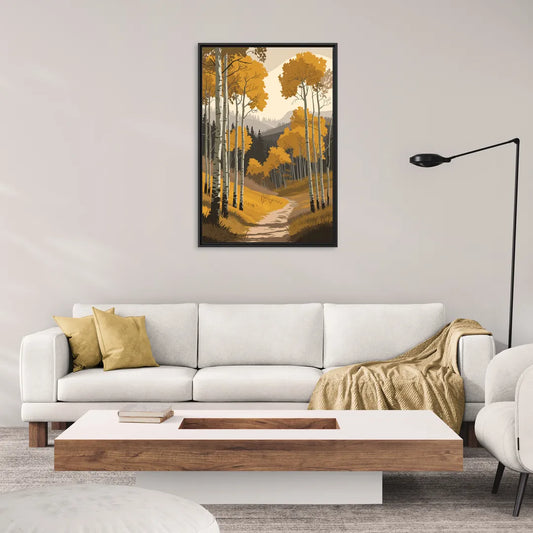 Aspen Rustic Charm - Living Room Black Frame Canvas