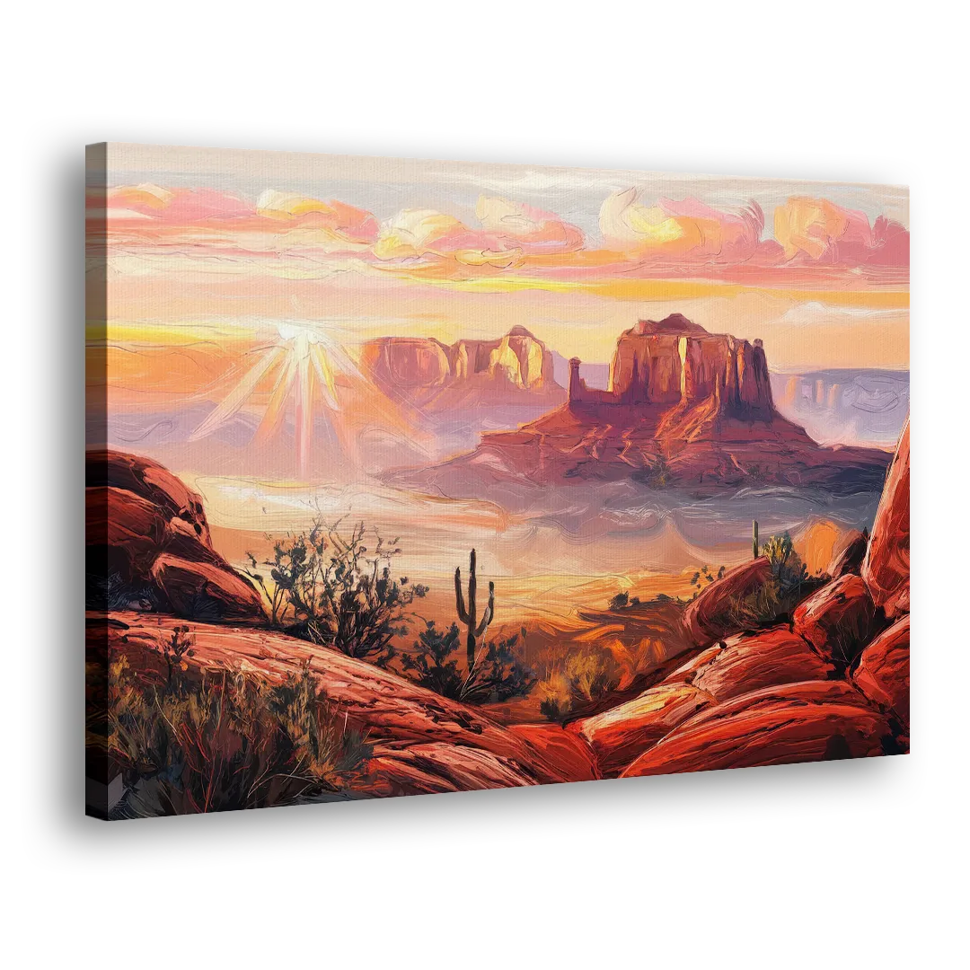 Sedona Sunrise Over Mesa - Canvas Print Art Sides