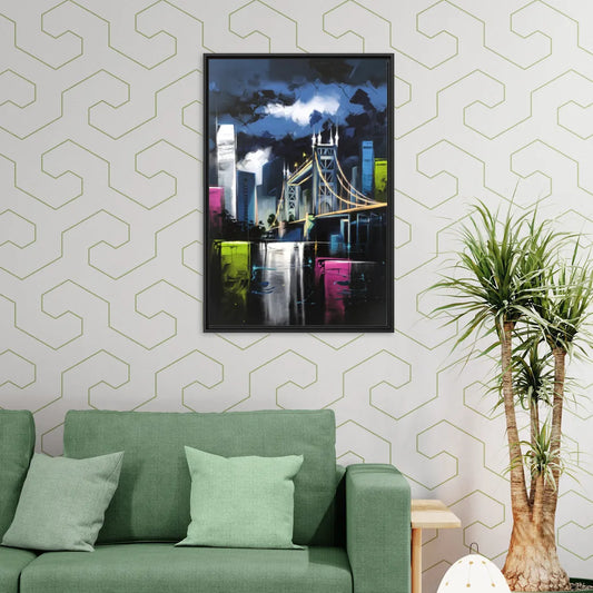 Sacramento Urban Street Art - Living Room Black Frame Canvas