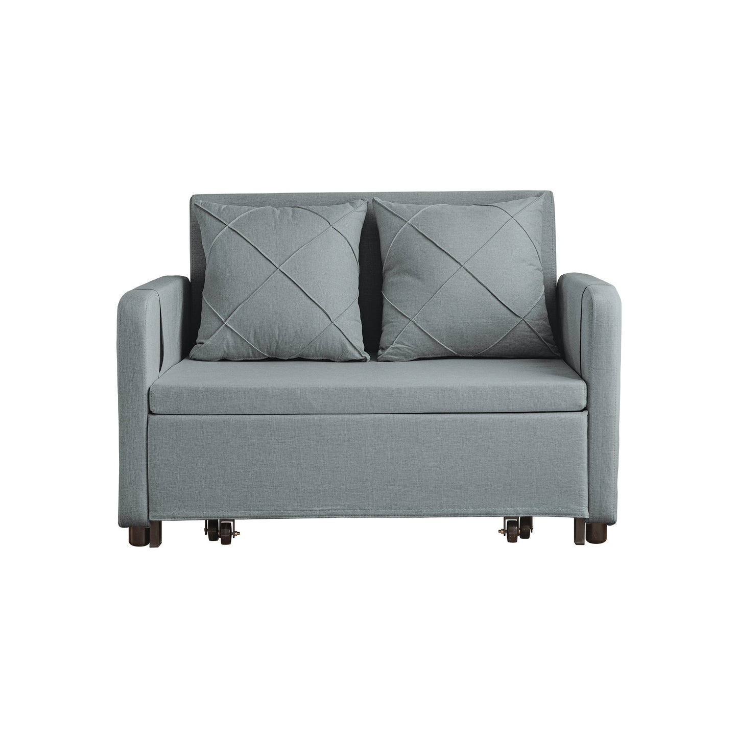 Modern 2-Seater Linen Futon Sofa Bed with Headboard – Stylish & Compact
