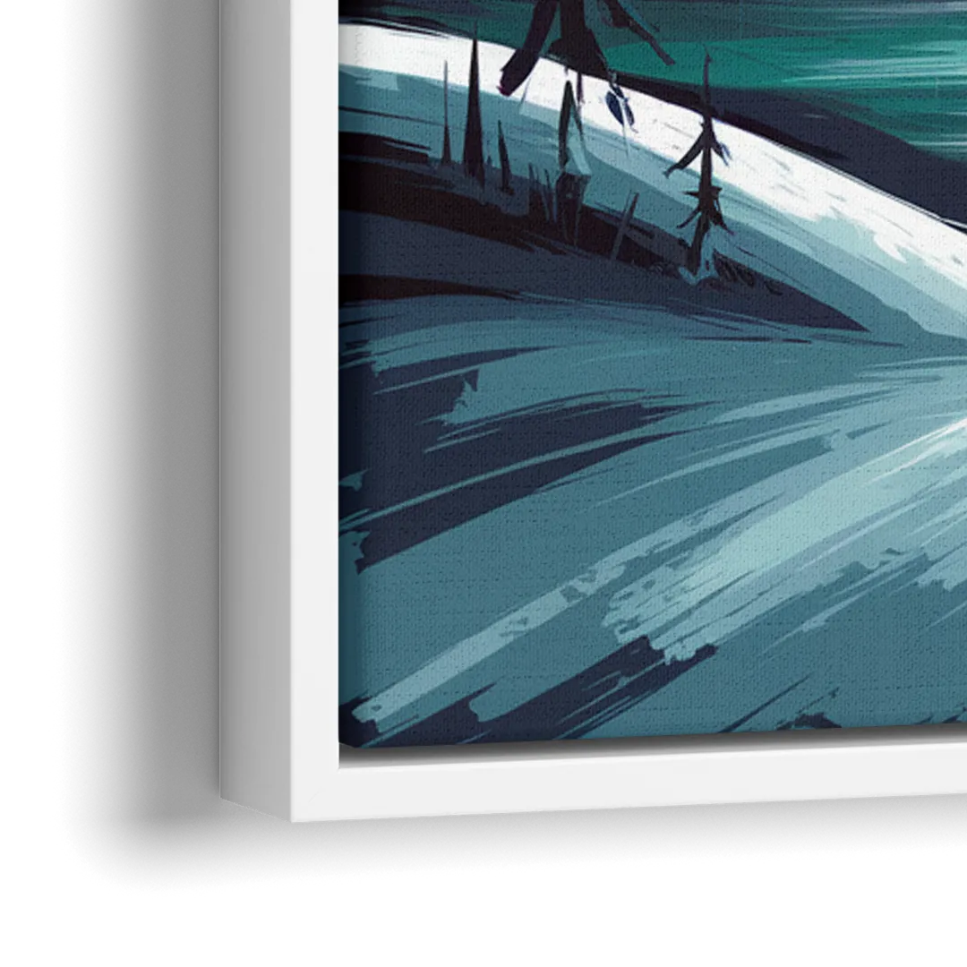 Aurora Skyline Glow - Close-Up White Frame Canvas