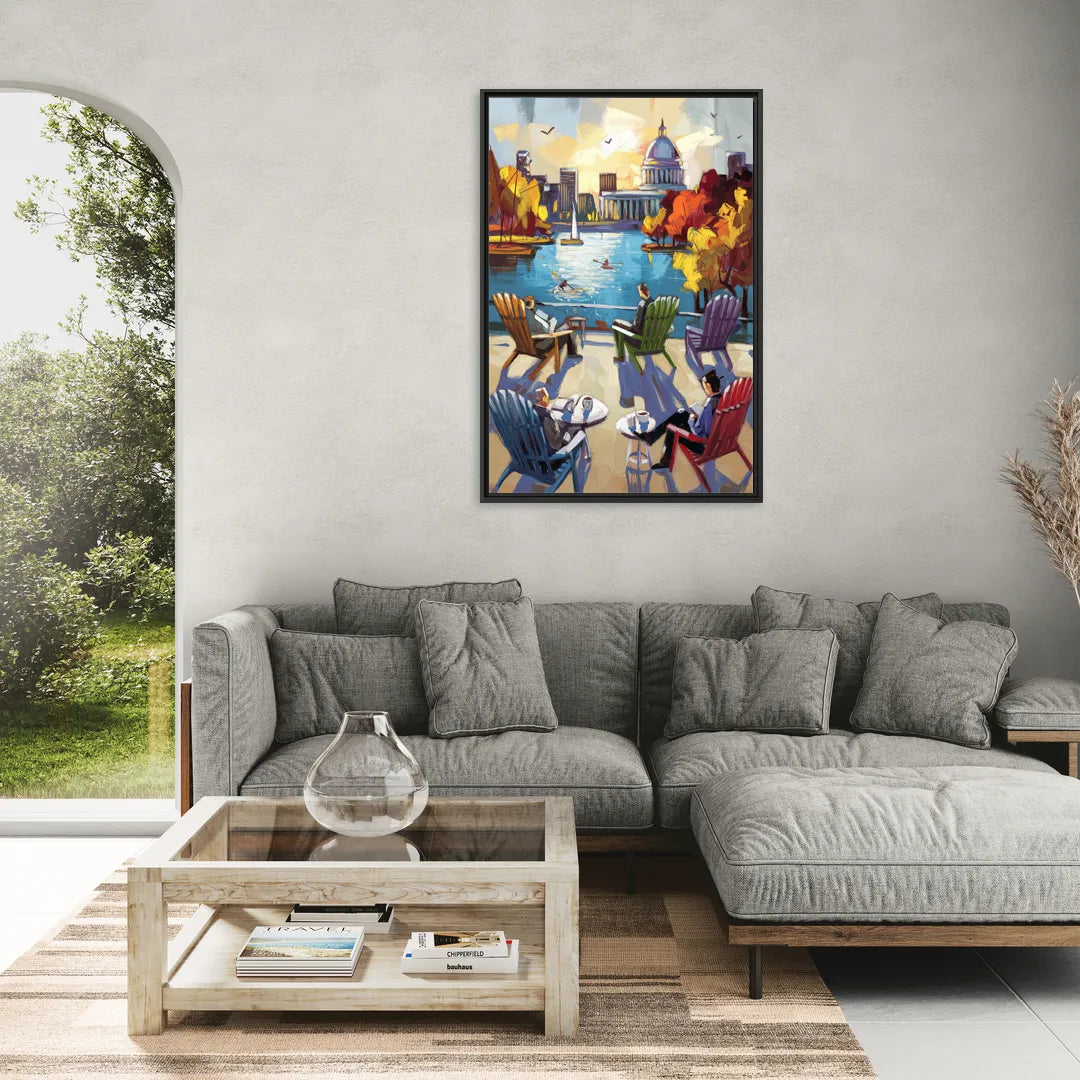 Madison Union Terrace Vibes - Living Room Black Frame Canvas
