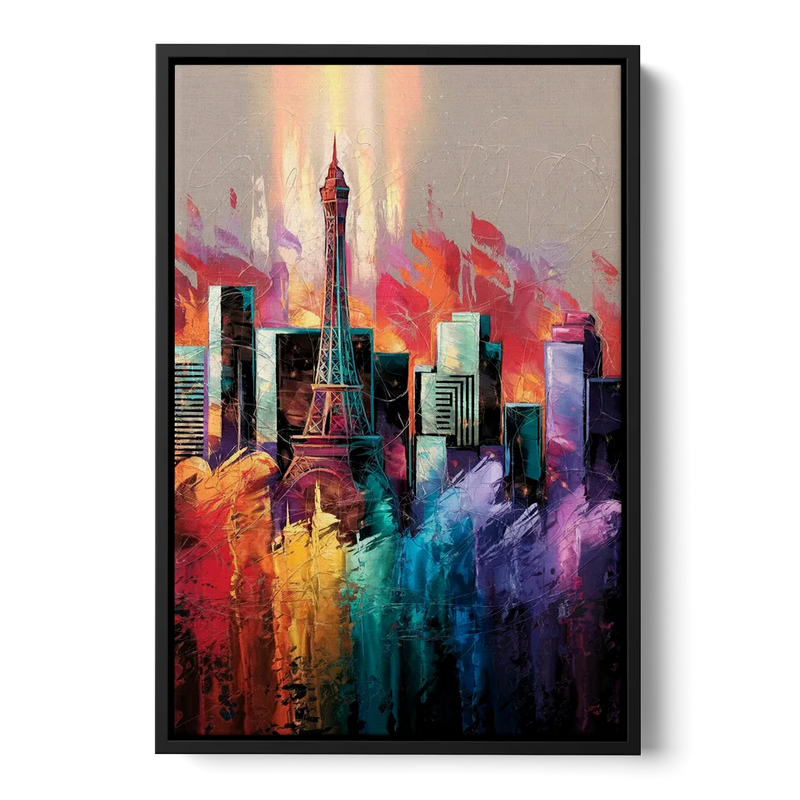 Las Vegas City Skyline - Black Frame Canvas