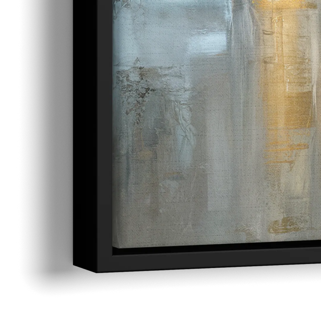 Buffalo Skyline in Winter - Close-Up Black Frame Canvas