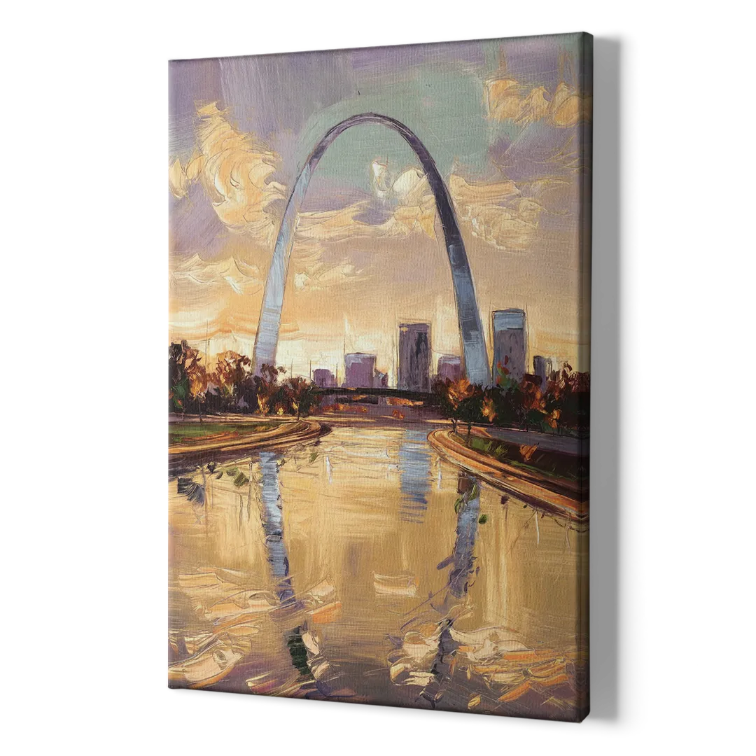 St. Louis Gateway Arch Reflection - Canvas Print Art Sides