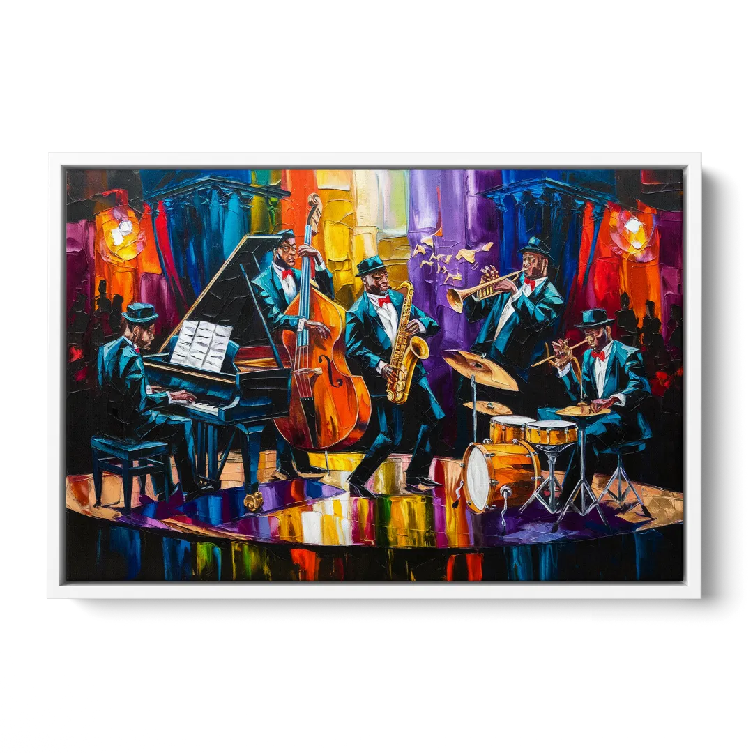 New Orleans Jazz Musicians - White Frame Canvas