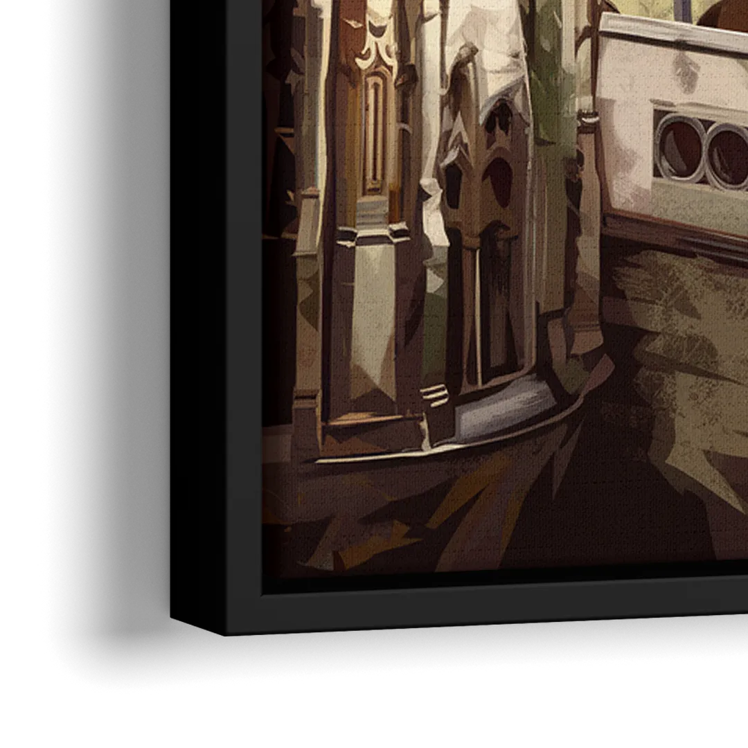 Oxford College Architecture - Close-Up Black Frame Canvas