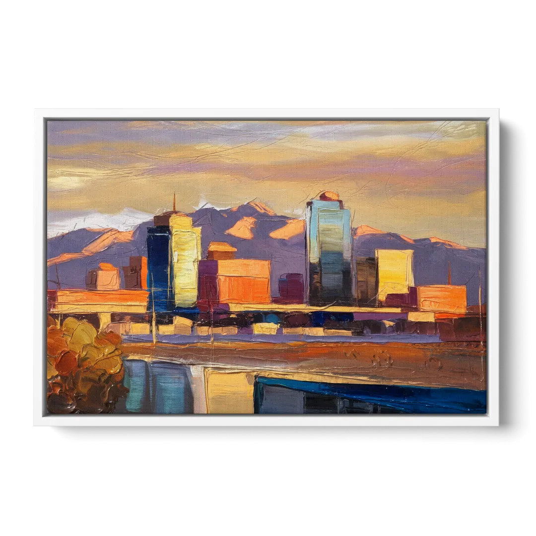 El Paso Skyline View - White Frame Canvas